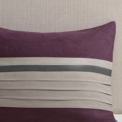 7 Piece Faux Suede Comforter Set Purple Queen