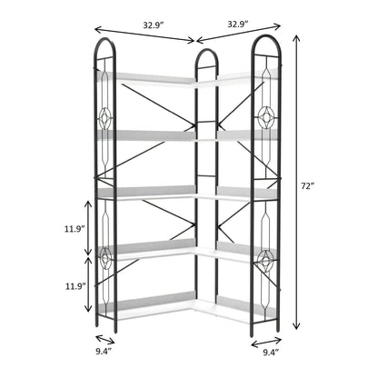 Industrial Style Corner Bookshelf With Thickened Iron Frame