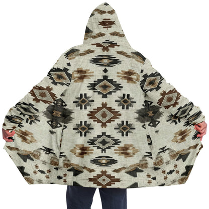 Ganado Tribal Cloak | Unisex Minky Sherpa Lined Hooded Coat | Women and Mens Festival Coat | Mountain Fashion