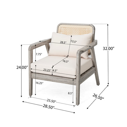 (Set of 2) Outdoor Acacia Wood Patio Club Chairs with Cushions