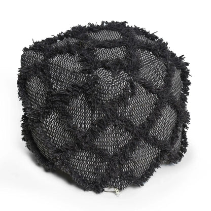 Jumanji Handcrafted Wool and Cotton Pouf - Brown