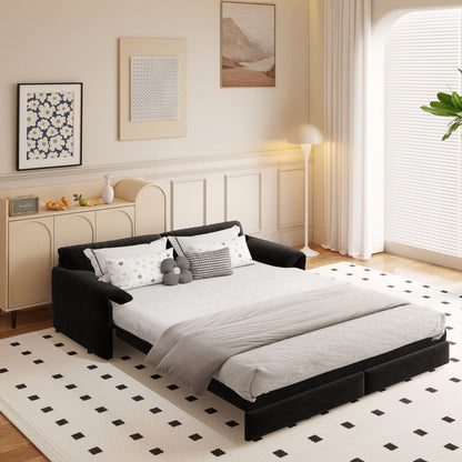 Pull Out 3-in-1 Convertible Sleeper Sofa With Side Storage