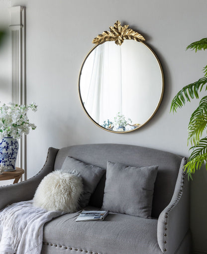 Large Round Wall Mirror With Metal Frame Circle Accent Mirror For Living Room Bedroom Entryway - Gold