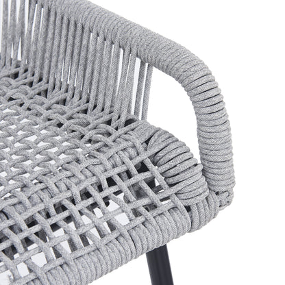 La Push Outdoor Patio Light Gray Rope Bar Stool, Set of 2