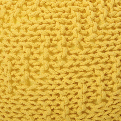 Bordeaux Knitted Cotton Round Pouf Ottoman