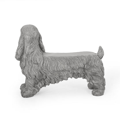 Charming Cocker Spaniel Dog Statue Bench Gray Magnesium Oxide