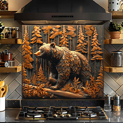 Forest Guardian – Tempered Glass Backsplash for Kitchen Stove | Copper Look Backsplash