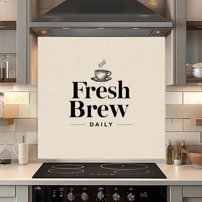 Fresh Brew Daily – Tempered Glass Backsplash for Kitchen – Coffee Lover Splashback