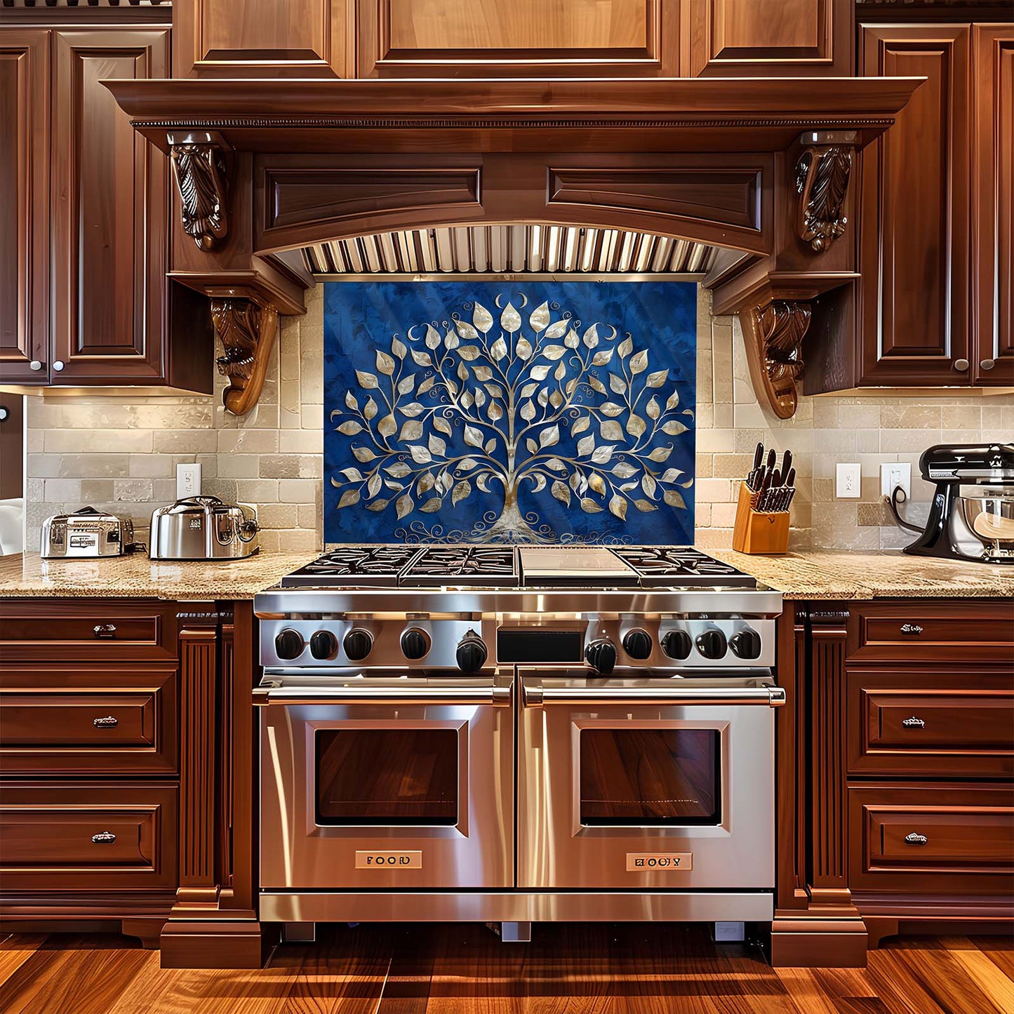 Golden Midnight Tempered Glass Backsplash – Kitchen Backsplash for Stove