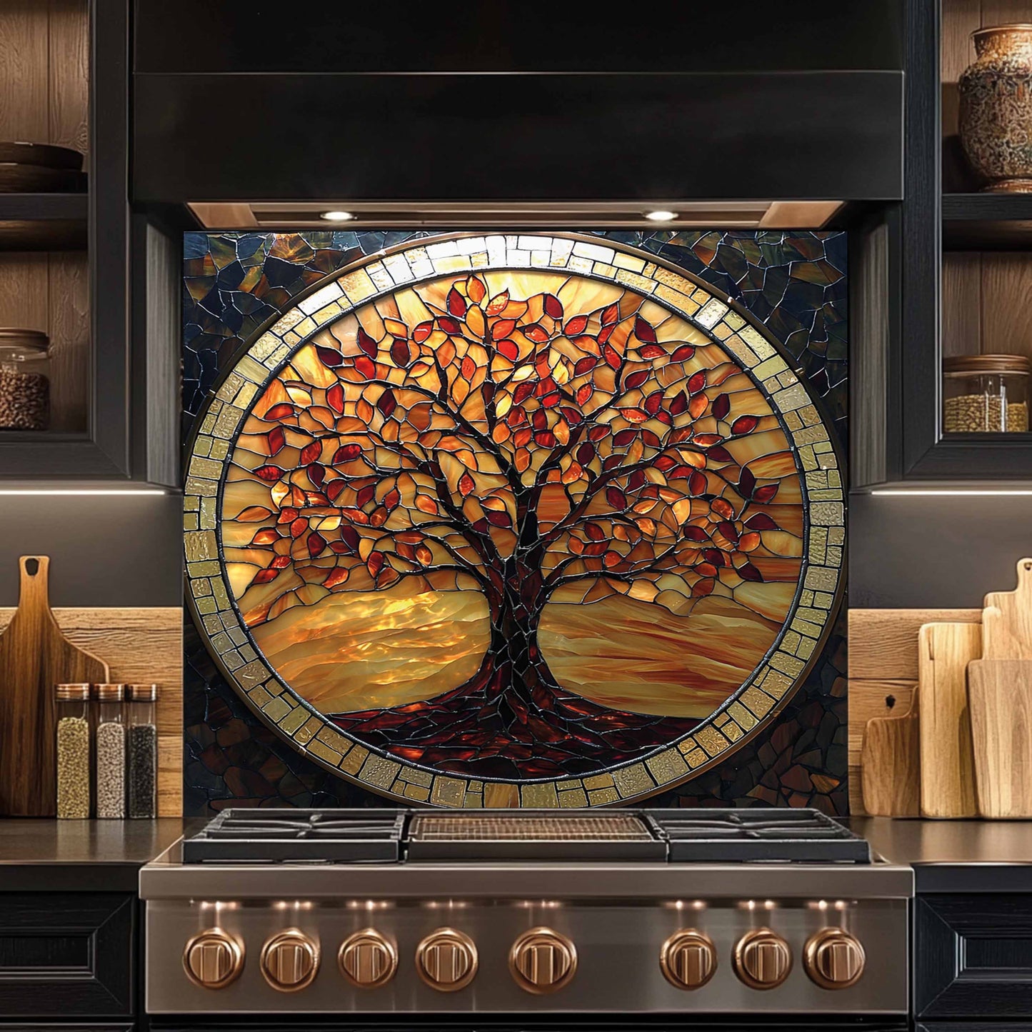 Amber Mosaic Tempered Glass Backsplash – Kitchen Backsplash for Stove