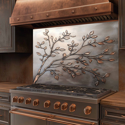 Silver Look Branches Tempered Glass Backsplash – Backsplash for Kitchen