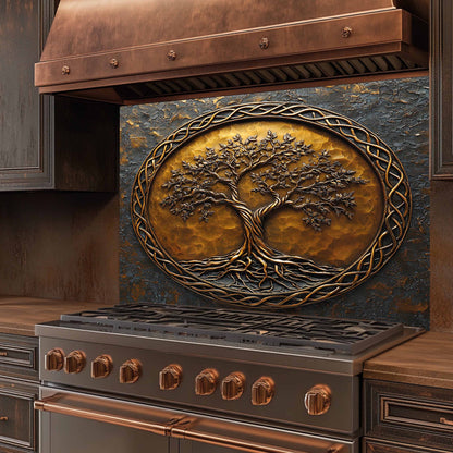 Bronze Roots Tempered Glass Backsplash – Kitchen Backsplash Behind Stove