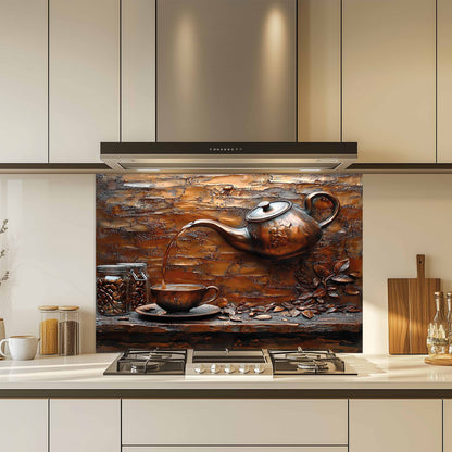 Copper Look Brew Tempered Glass Backsplash – Rustic Kitchen Backsplash Behind Stove