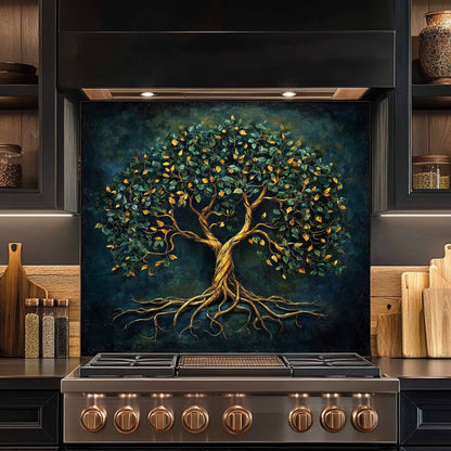 Emerald Tree Tempered Glass Backsplash – Kitchen Backsplash for Stove