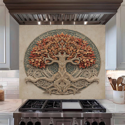 Autumn Glory Tempered Glass Backsplash – Tree of Life Kitchen Backsplash