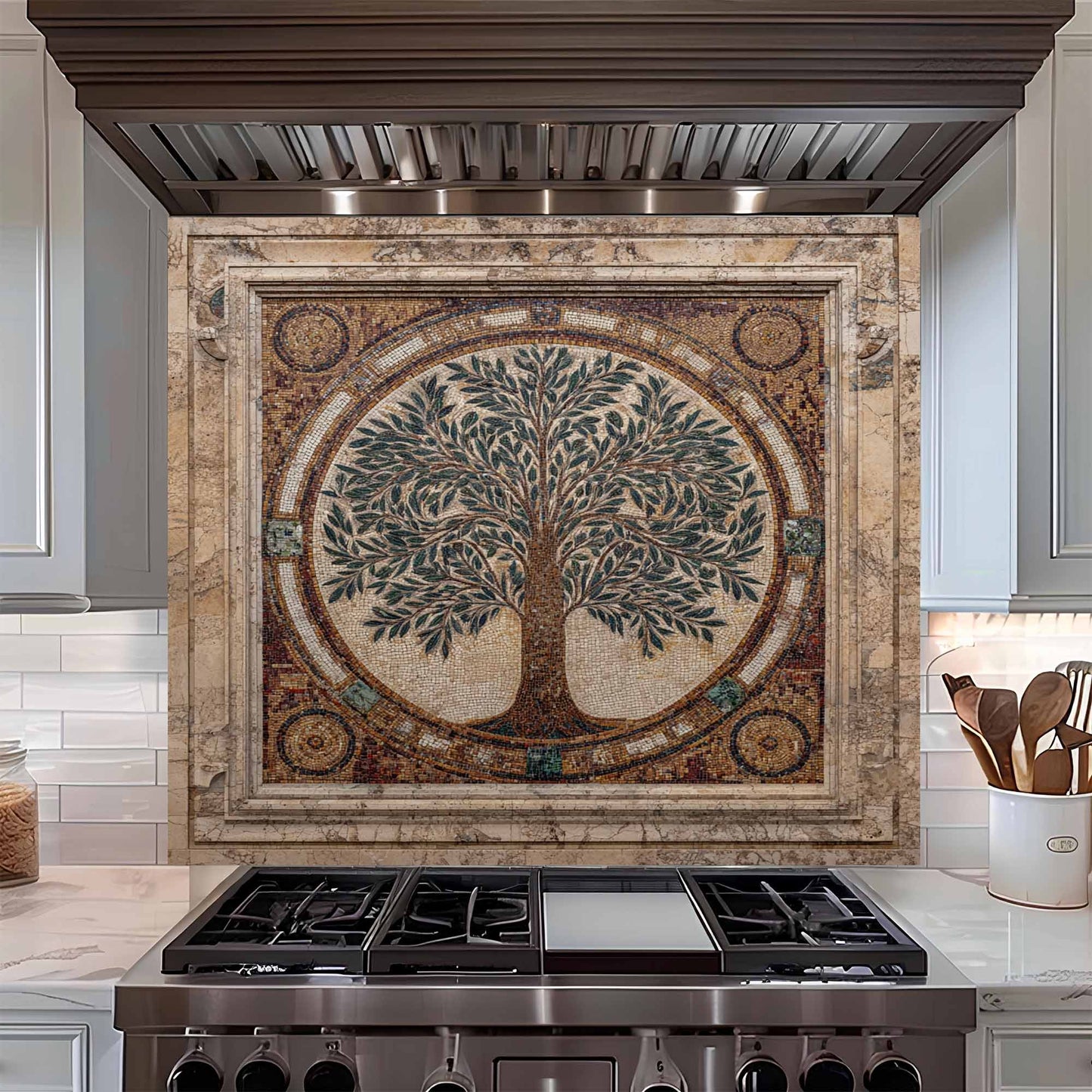 Sacred Mosaic Tempered Glass Backsplash – Tree of Life Kitchen Backsplash
