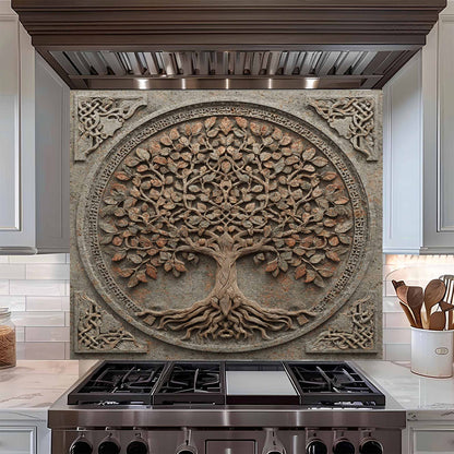 Iron Root Tempered Glass Backsplash – Tree of Life Kitchen Backsplash