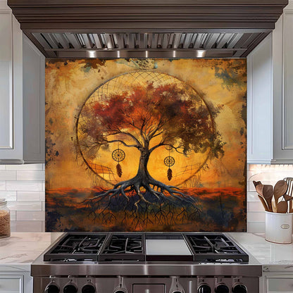 Dreamcatcher Roots Tree Glass Backsplash – Kitchen Backsplash for Stove
