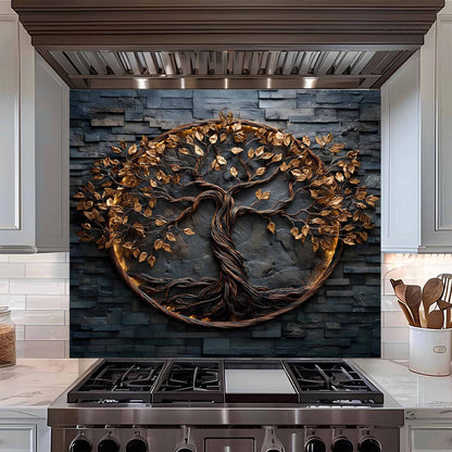 Luminous Ring Tree Glass Backsplash – Tempered Glass Backsplash for Stove