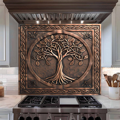 Celtic Bronze Tree Glass Backsplash – Tempered Glass Backsplash for Kitchen