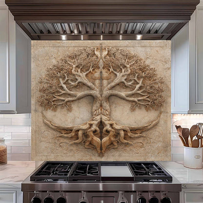 Stone Root Tempered Glass Backsplash – Tree of Life Kitchen Backsplash