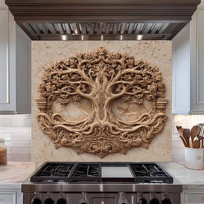Ornate Tree Tempered Glass Backsplash – Tree of Life Kitchen Backsplash