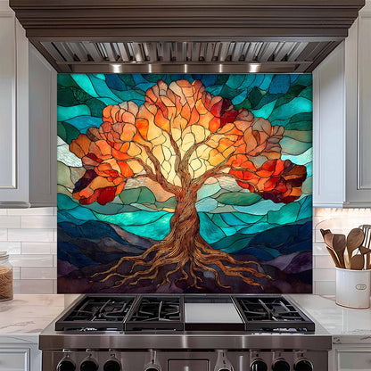 Stained Light Tree Glass Backsplash – Kitchen Backsplash for Stove