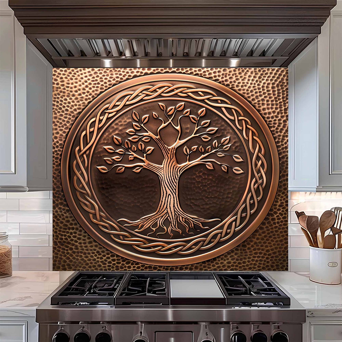 Celtic Bronze Tree Tempered Glass Backsplash – Kitchen Backsplash Behind Stove