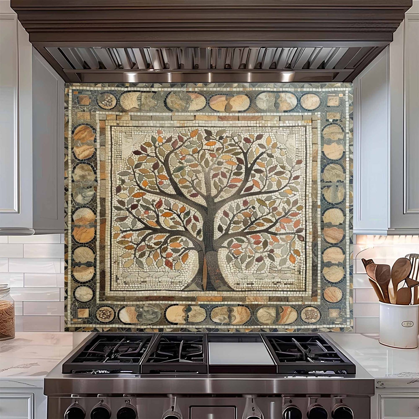 Stone Roots Tempered Glass Backsplash –  Tree of Life Kitchen Backsplash