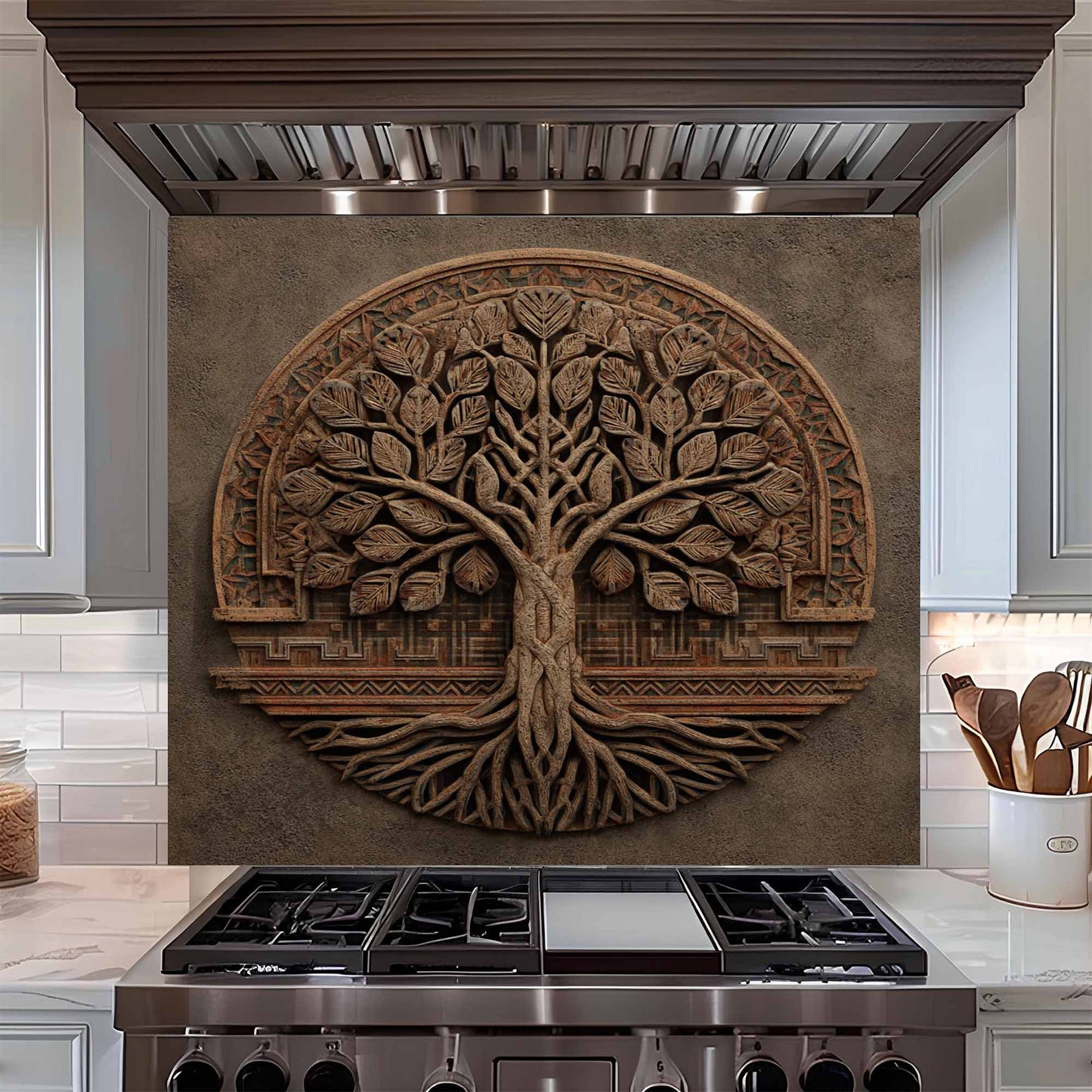 Earthroot Majesty Kitchen Backsplash – Rooted Tree of Life Glass Backsplash