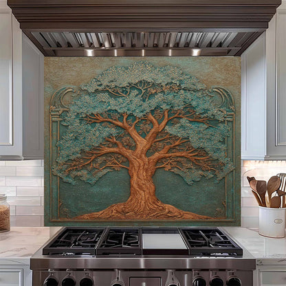 Emerald Canopy Tempered Glass Backsplash – Tree of Life Kitchen Backsplash