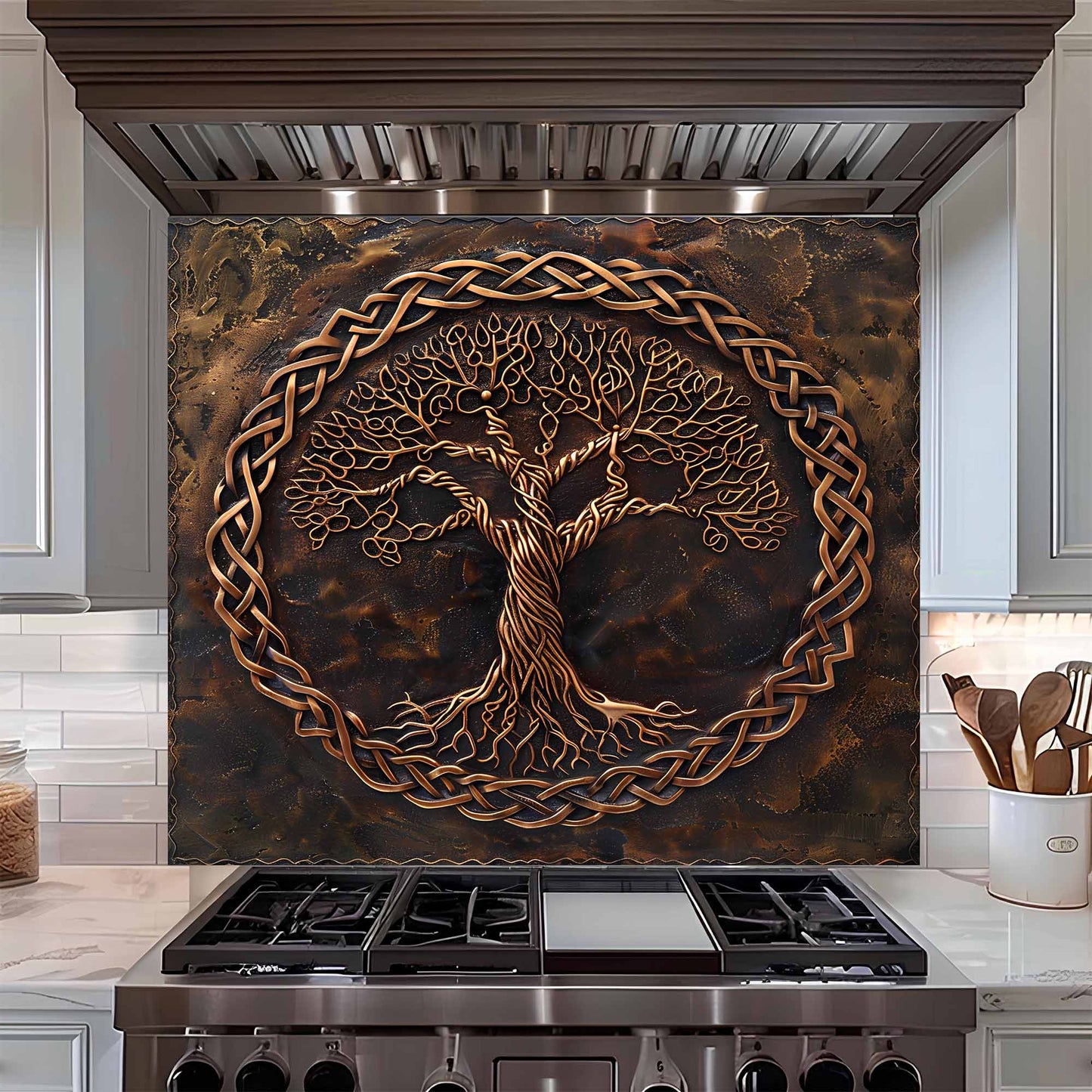 Copper Unity Kitchen Backsplash – Tempered Glass Backsplash for Stove