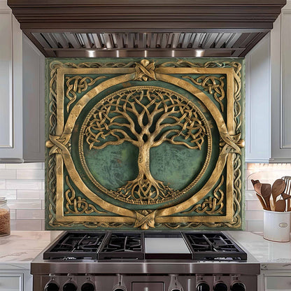 Emerald Root Tempered Glass Backsplash – Tree of Life Kitchen Backsplash