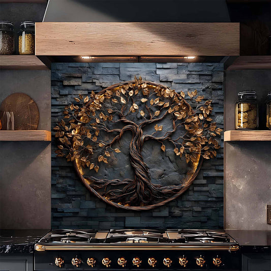 Luminous Ring Tree Glass Backsplash – Tempered Glass Backsplash for Stove