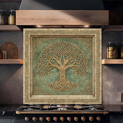 Knotwood Tree Tempered Glass Backsplash – Tree of Life Kitchen Backsplash
