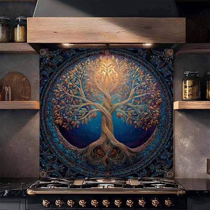 Celestial Tree of Life Kitchen Backsplash - Tempered Glass Backsplash