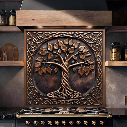 Bronze Vine Tree Kitchen Backsplash – Tempered Glass Backsplash for Stove