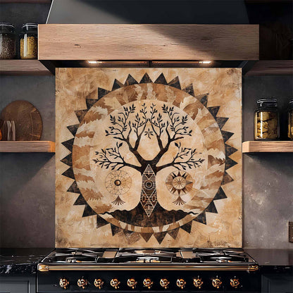 Sacred Roots Tempered Glass Backsplash –  Trible Tree of Life Kitchen Backsplash