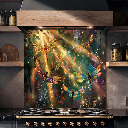 Custom Kitchen Backsplash – Enchanted Flight Tempered Glass Stove Backsplash