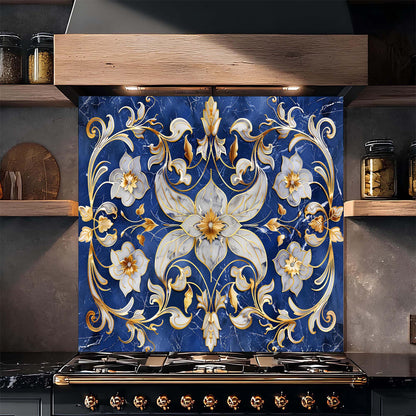 Custom Kitchen Backsplash – Imperial Bloom Tempered Glass Stove Backsplash