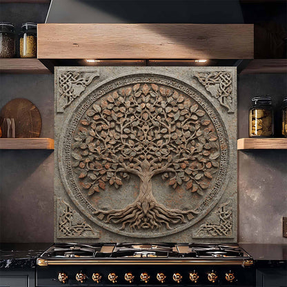 Iron Root Tempered Glass Backsplash – Tree of Life Kitchen Backsplash