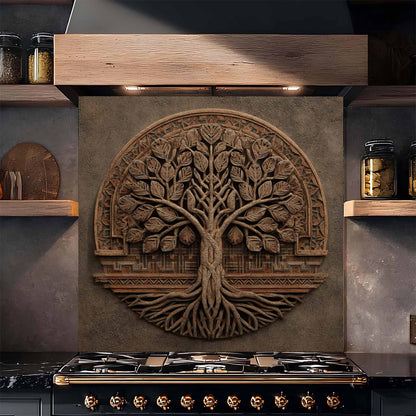 Earthroot Majesty Kitchen Backsplash – Rooted Tree of Life Glass Backsplash