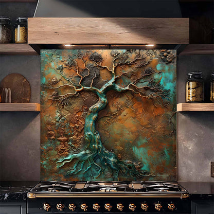 Flowing Copper Roots Tempered Glass Backsplash – Kitchen Backsplash Behind Stove