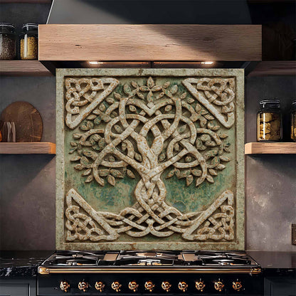 Stoneleaf Knot Tempered Glass Backsplash – Tree of Life Kitchen Backsplash