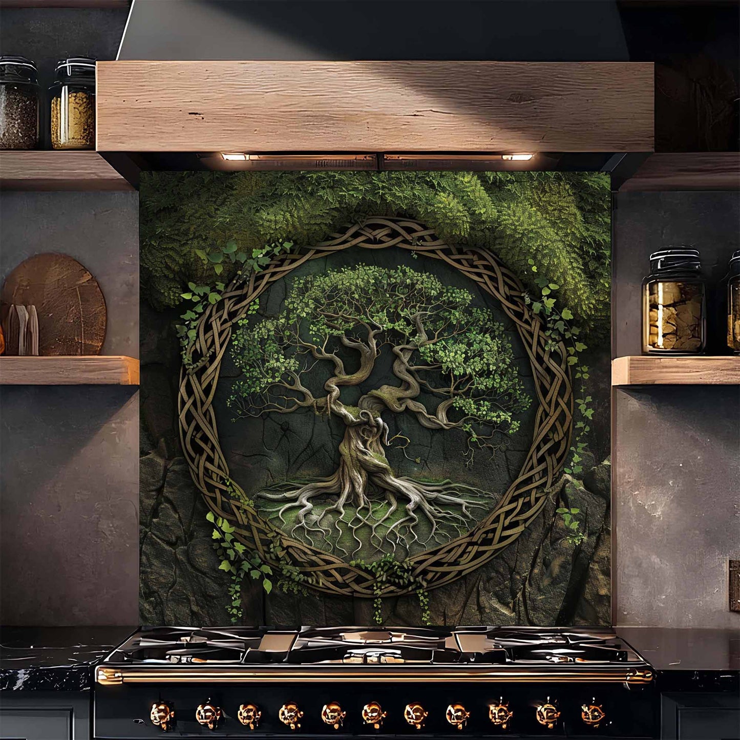 Moss Root Kitchen Backsplash – Forest Tree Glass Backsplash