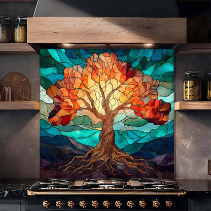 Stained Light Tree Glass Backsplash – Kitchen Backsplash for Stove