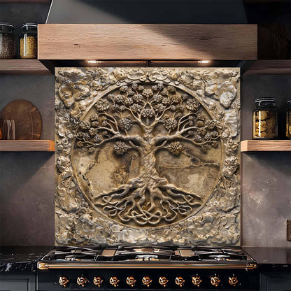 Stone Blossom Kitchen Backsplash –  Tree of Life Glass Backsplash for Stove