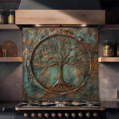 Verdigris Copper Look Tempered Glass Backsplash – Kitchen Backsplash Behind Stove