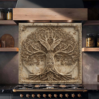Winged Tree Tempered Glass Backsplash – Tree of Life Kitchen Backsplash