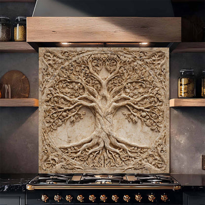 Root Harmony Tempered Glass Backsplash – Tree of Life Kitchen Backsplash